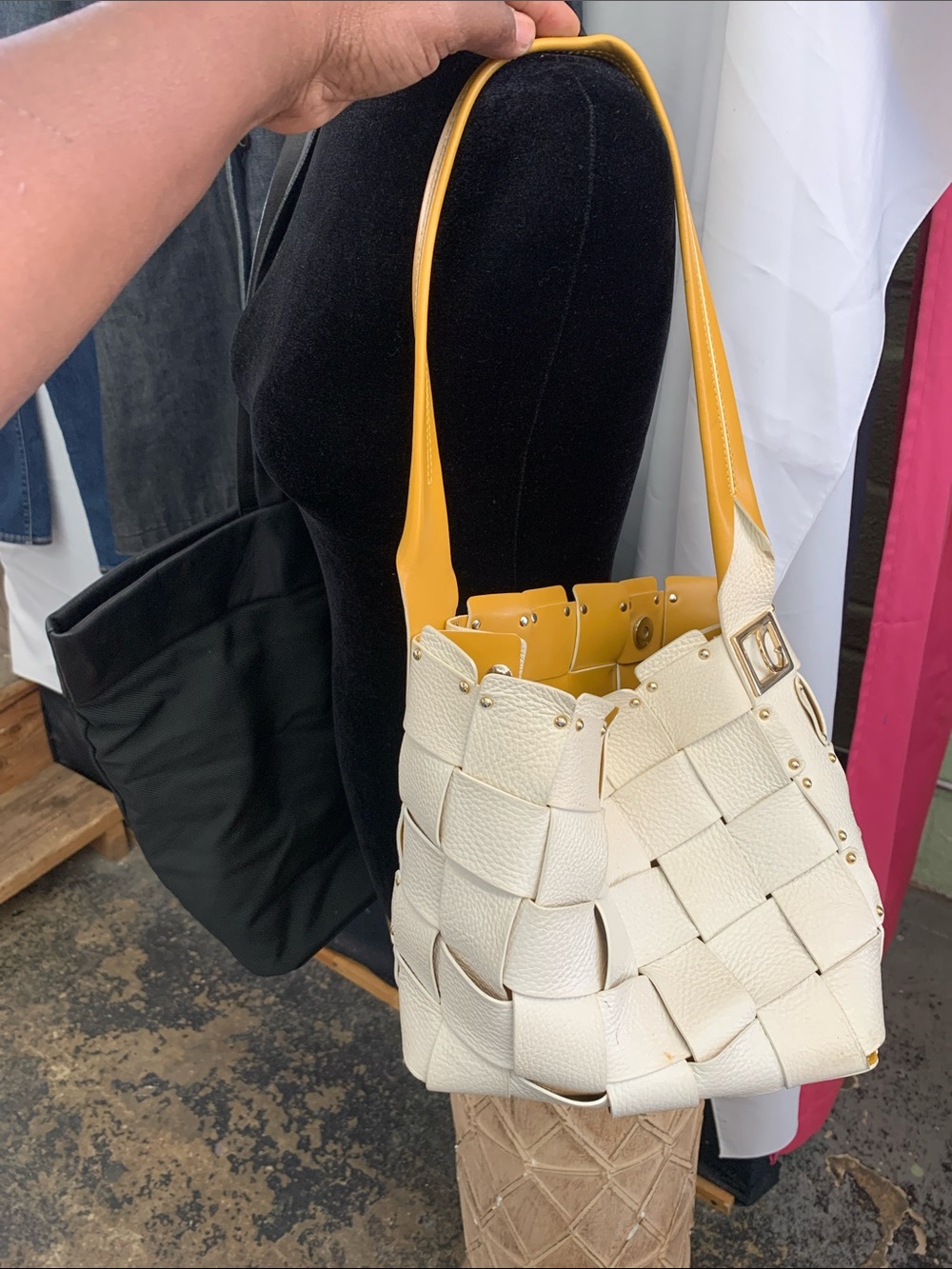 Yellow Women's Bucket Bag - Contemporary Tile Panel Design